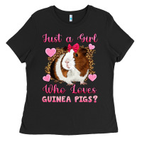 Black Just A Girl Love Who Loves Guinea Pigs Ladies Tee - Artiststas