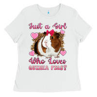 White Just A Girl Love Who Loves Guinea Pigs Ladies Tee - Artiststas