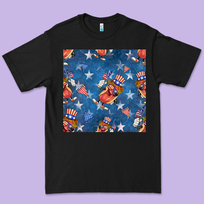 4th Of July Hotdog Seamless Pattern Premium Tee Designed By Bundleandbundleshop