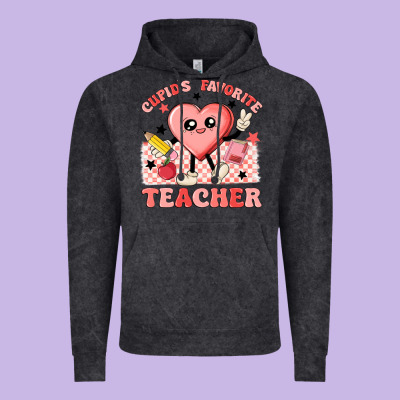 Cupid's Favorite Teacher Vintage Hoodie Designed By Maliassmallbusiness