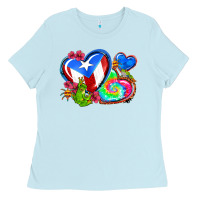 Baby Blue western leopard puerto rico hearts Ladies Tee - AdoDesignShop