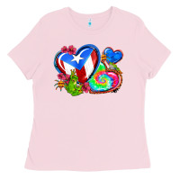 Bubblegum Pink western leopard puerto rico hearts Ladies Tee - AdoDesignShop