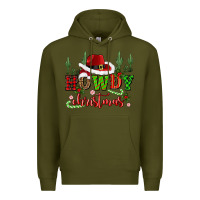 Army Green howdy christmas cowboy hat Premium Hoodie - CowGirlArtShop