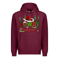 Burgundy howdy christmas cowboy hat Premium Hoodie - CowGirlArtShop