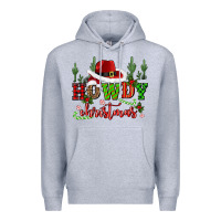 Heather Grey howdy christmas cowboy hat Premium Hoodie - CowGirlArtShop