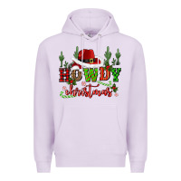 Lilac howdy christmas cowboy hat Premium Hoodie - CowGirlArtShop