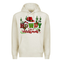Oatmeal Heather howdy christmas cowboy hat Premium Hoodie - CowGirlArtShop