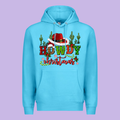 Howdy Christmas Cowboy Hat Premium Hoodie Designed By Cowgirlartshop