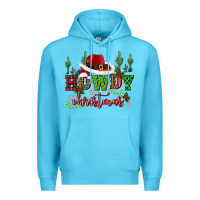 Ocean Blue howdy christmas cowboy hat Premium Hoodie - CowGirlArtShop