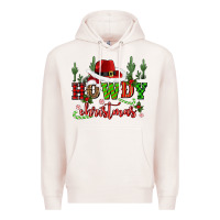 Pale Pink howdy christmas cowboy hat Premium Hoodie - CowGirlArtShop