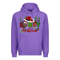 Purple howdy christmas cowboy hat Premium Hoodie - CowGirlArtShop