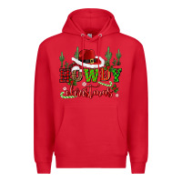 Red howdy christmas cowboy hat Premium Hoodie - CowGirlArtShop
