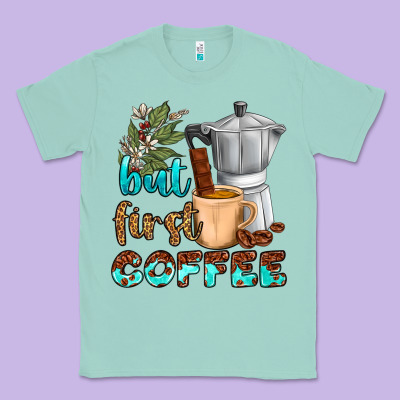Coffee Cups But First Coffee Classic Tee Designed By Nancycooperartshop