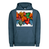 Pigment Midnight Navy autumn  leaves seamless pattern Urban Hoodie - BundleAndBundleShop