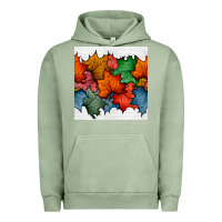 Pigment Oil Green autumn  leaves seamless pattern Urban Hoodie - BundleAndBundleShop