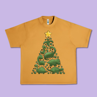 Dinosaur Christmas Tree Urban Heavy Tee Designed By Maliassmallbusiness