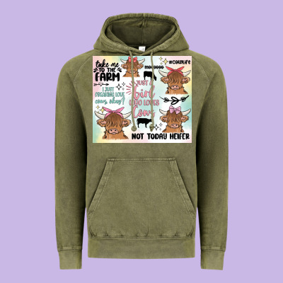 Cow Farm Life Vintage Hoodie Designed By Maliassmallbusiness