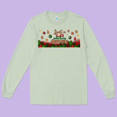 Just A Girl Who Loves Christmas Libbey Glass Long Sleeve Tee Designed By Bundleandbundleshop