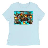 Baby Blue Dinosaur monster truck Ladies Tee - Artiststas