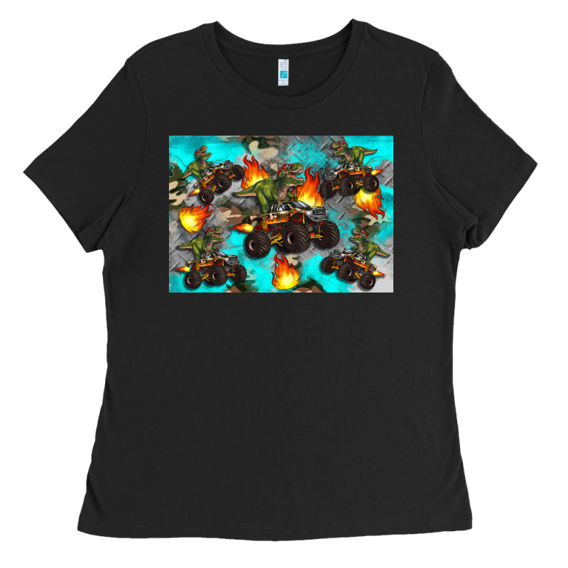 Dinosaur Monster Truck Ladies Tee by Artiststas | Teevron