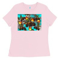 Bubblegum Pink Dinosaur monster truck Ladies Tee - Artiststas