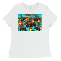White Dinosaur monster truck Ladies Tee - Artiststas