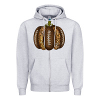 Heather Grey American Football Pumpkin Zipper Hoodie - texasbilliewilder