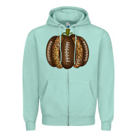 Seafoam American Football Pumpkin Zipper Hoodie - texasbilliewilder