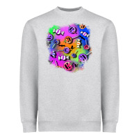 Heather Grey halloween candy patches 1 Heavyweight Sweatshirt - BundleAndBundleShop