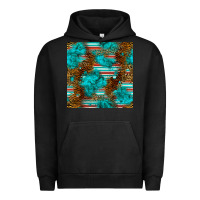 Pigment Black turquoise serape leopard seamless pattern Urban Hoodie - BundleAndBundleShop