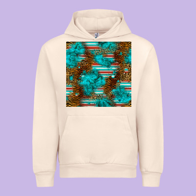 Turquoise Serape Leopard Seamless Pattern Urban Hoodie Designed By Bundleandbundleshop