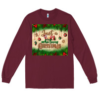 Burgundy just a girl who loves christmas tumbler Long Sleeve Tee - BundleAndBundleShop