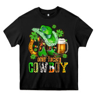 Black one lucky  cowboy with hat and boots Heavy Core Tee - AdoDesignShop
