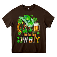 Chocolate Brown one lucky  cowboy with hat and boots Heavy Core Tee - AdoDesignShop