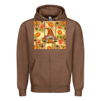 Chestnut Fall Pumpkins and Gnome with Leopard Zipper Hoodie - texasbilliewilder