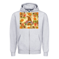Heather Grey Fall Pumpkins and Gnome with Leopard Zipper Hoodie - texasbilliewilder
