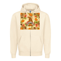 Sandshell Fall Pumpkins and Gnome with Leopard Zipper Hoodie - texasbilliewilder