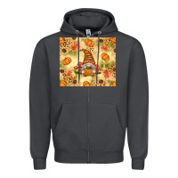 Smoke Fall Pumpkins and Gnome with Leopard Zipper Hoodie - texasbilliewilder