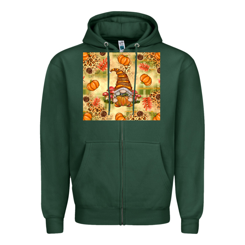 Fall Pumpkins And Gnome With Leopard Zipper Hoodie by texasbilliewilder | Teevron