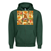 Sports Green Fall Pumpkins and Gnome with Leopard Zipper Hoodie - texasbilliewilder