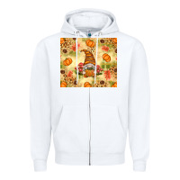 White Fall Pumpkins and Gnome with Leopard Zipper Hoodie - texasbilliewilder