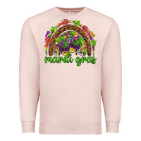 Pale Pink Mardi Gras rainbow and masks Premium Sweatshirt - HowdyJamesFarm