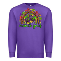 Purple Mardi Gras rainbow and masks Premium Sweatshirt - HowdyJamesFarm
