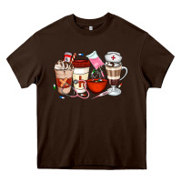 Chocolate Brown Nurse Coffee Cups Heavy Core Tee - Artiststas