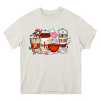 Cream Nurse Coffee Cups Heavy Core Tee - Artiststas