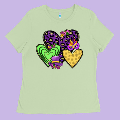Hearts Mardi Gras Ladies Tee Designed By Jahusdesignshop