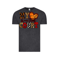 Vintage Black my heart is on that court basketball red and black Vintage Tee - NancyCooperArtShop