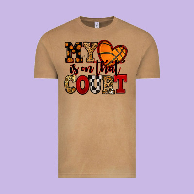 My Heart Is On That Court Basketball Red And Black Vintage Tee Designed By Nancycooperartshop