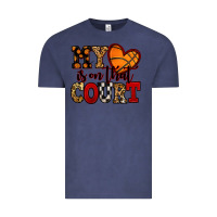 Vintage Denim my heart is on that court basketball red and black Vintage Tee - NancyCooperArtShop