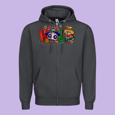 Hola Cinco De Mayo Zipper Hoodie Designed By Nancycooperartshop